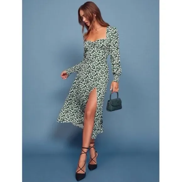 Reformation Wallflower Midi Dress in Cilantro Size 4 - Picture 2 of 12